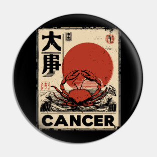 Cancer Zodiac Poster – Japanese Crab Design for Emotional Power Pin