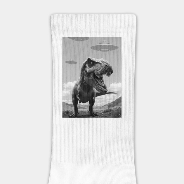 Funny T-Rex Selfie with UFOs by Megadorim