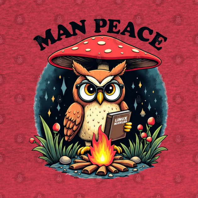 Man Peace – Linux Owl at Camp by Hobby Helpers Merch