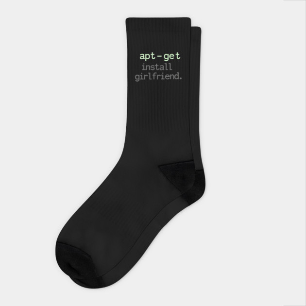 apt-get install girlfriend – Linux Terminal Humor Socks by Hobby Helpers Merch
