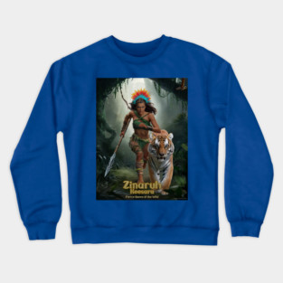 Zinaruh Keesara, The Fierce Queen of the Wild, and her Bangal Tiger, Kreshka Crewneck Sweatshirt