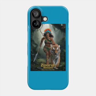 Zinaruh Keesara, The Fierce Queen of the Wild, and her Bangal Tiger, Kreshka Phone Case