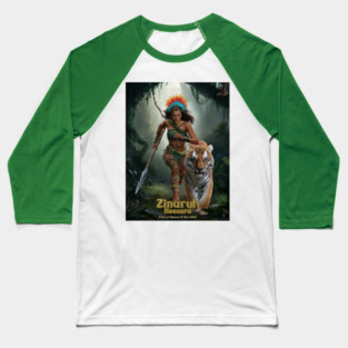 Zinaruh Keesara, The Fierce Queen of the Wild, and her Bangal Tiger, Kreshka Baseball T-Shirt