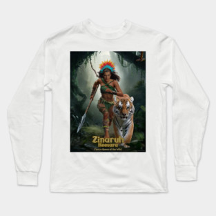 Zinaruh Keesara, The Fierce Queen of the Wild, and her Bangal Tiger, Kreshka Long Sleeve T-Shirt