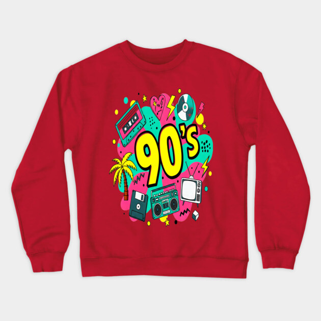 90s Throwback Tee - Rad Retro Nostalgia Bomb Crewneck Sweatshirt by OUTFITPAW