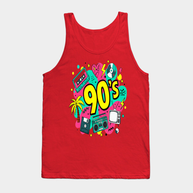 90s Throwback Tee - Rad Retro Nostalgia Bomb Tank Top by OUTFITPAW