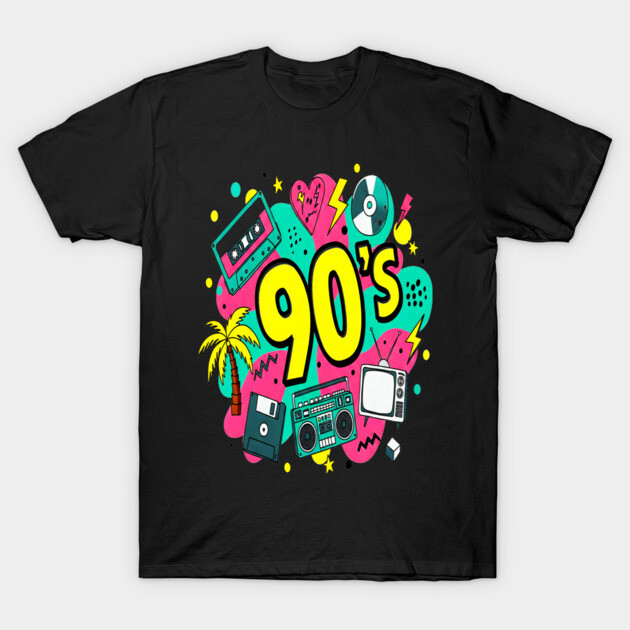 90s Throwback Tee - Rad Retro Nostalgia Bomb T-Shirt by OUTFITPAW