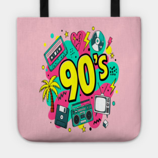 90s Throwback Tee - Rad Retro Nostalgia Bomb Tote