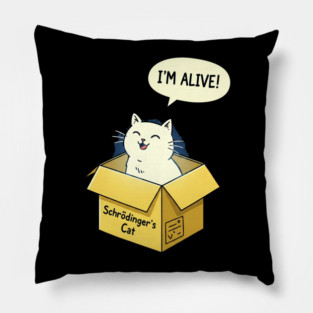 Schrödinger's Cat Tee - Paradoxically Purrfect Design Pillow