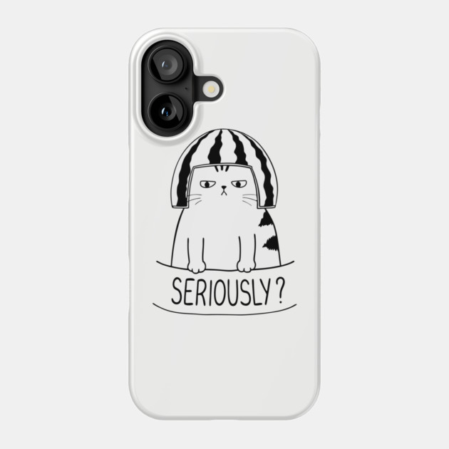 Seriously? Sarcastic Cat Meme Humor Phone Case by Anticorporati