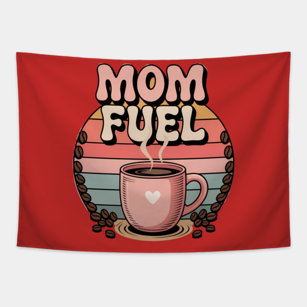 Mom Fuel – Retro Coffee Power Tapestry by Hobby Helpers Merch