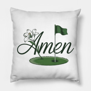MASTERS GOLF AMEN FLAG AND FLOWER Pillow