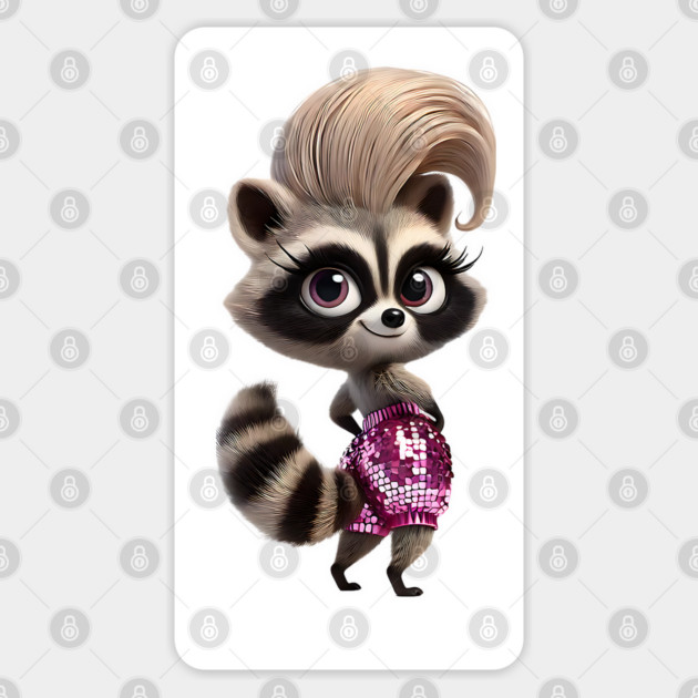 Funny Raccoon, Just a Girl Rocking Her Bubble Shorts design Sticker by Luxinda