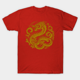 Traditional Golden Chinese Dragon T-Shirt