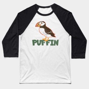 Bold Atlantic Puffin Seabird Baseball T-Shirt