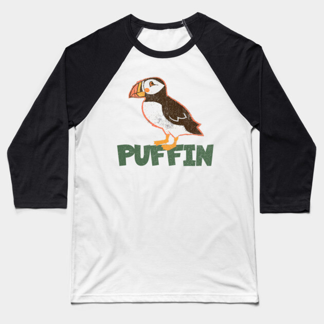 Bold Atlantic Puffin Seabird Baseball T-Shirt by DonWillisJrArt