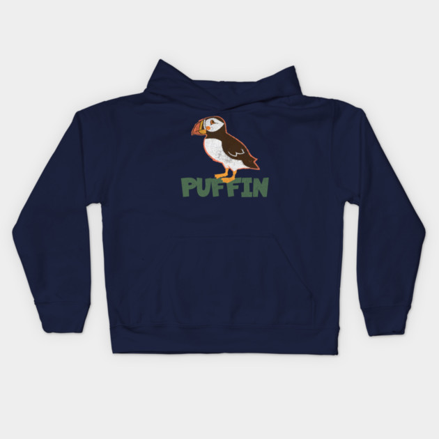 Bold Atlantic Puffin Seabird Kids Hoodie by DonWillisJrArt