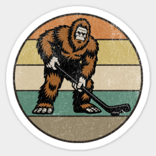 Bigfoot Hockey Retro Vintage 70s Sasquatch Hockey Lovers Sticker