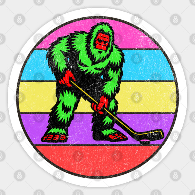 Bigfoot Hockey Retro Vintage 80s Sasquatch Hockey Lovers Sticker by Yesteeyear
