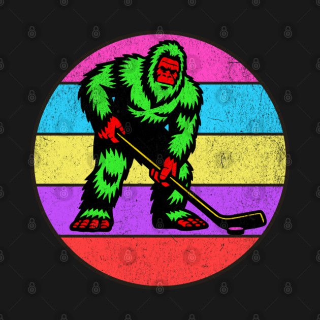 Bigfoot Hockey Retro Vintage 80s Sasquatch Hockey Lovers by Yesteeyear