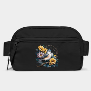 Tufted Titmouse Perched in Rustic Floral Wreath Bag