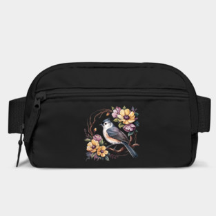 Tufted Titmouse In Rustic Botanical Wreath Bag