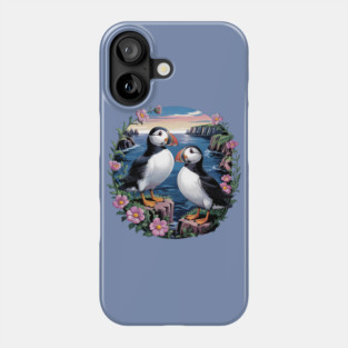 Atlantic Puffins at Sunset Phone Case