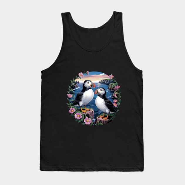 Atlantic Puffins at Sunset Tank Top by BirdsnStuff