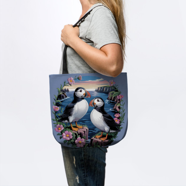 Atlantic Puffins at Sunset by BirdsnStuff