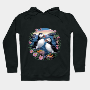 Atlantic Puffins at Sunset Hoodie