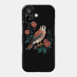 American Kestrel Framed by Vintage Wildflowers Phone Case