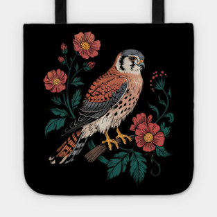 American Kestrel Framed by Vintage Wildflowers Tote
