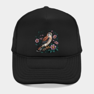 American kestrel Surrounded by Purple Wildflowers Hat