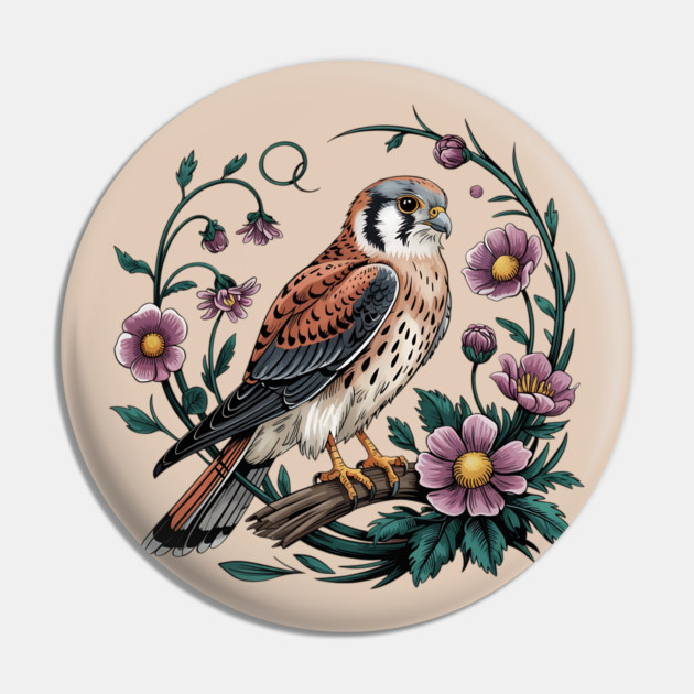 American kestrel Surrounded by Purple Wildflowers Pin by BirdsnStuff