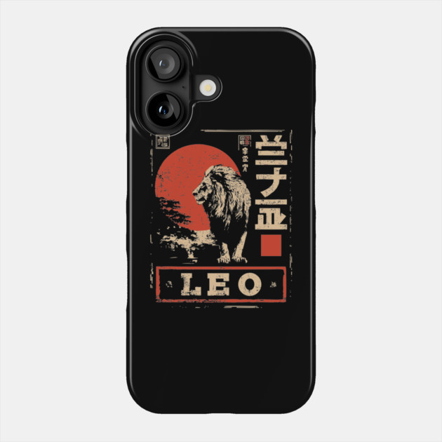 Leo Zodiac Poster – Japanese Minimalist Lion Power Print Phone Case by TuncGK