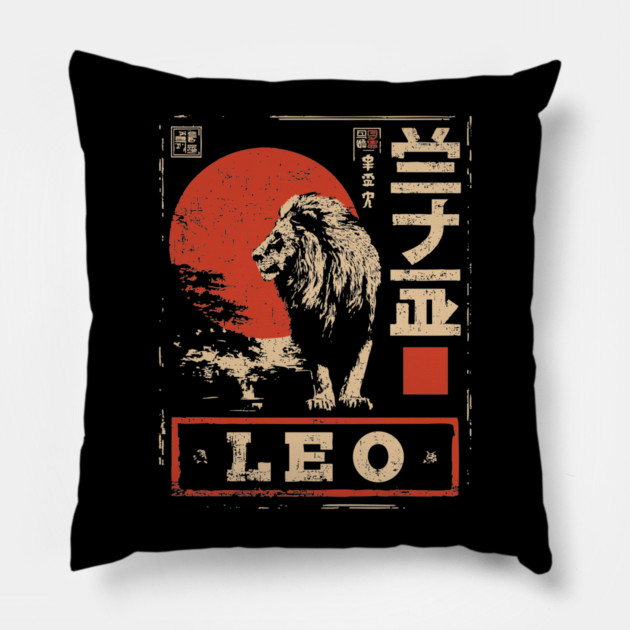 Leo Zodiac Poster – Japanese Minimalist Lion Power Print Pillow by TuncGK
