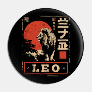 Leo Zodiac Poster – Japanese Minimalist Lion Power Print Pin