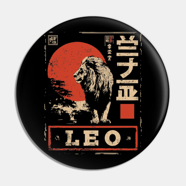 Leo Zodiac Poster – Japanese Minimalist Lion Power Print Pin by TuncGK