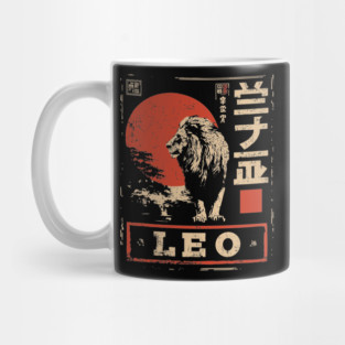 Leo Zodiac Poster – Japanese Minimalist Lion Power Print Mug