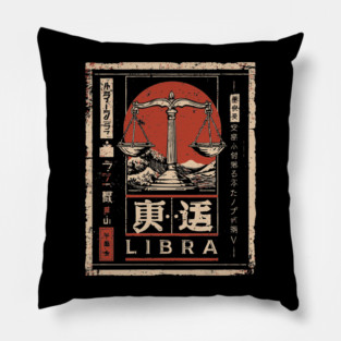 Libra Zodiac Poster – Balanced Aesthetic in Japanese Zen Style Pillow