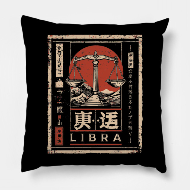 Libra Zodiac Poster – Balanced Aesthetic in Japanese Zen Style Pillow by TuncGK