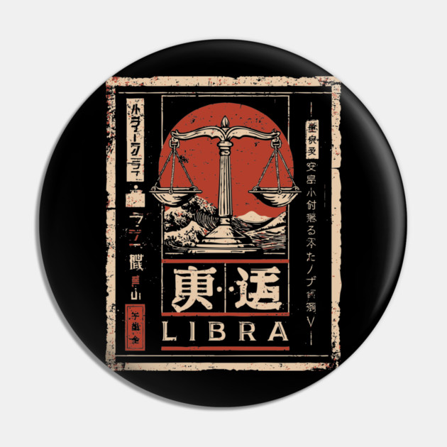 Libra Zodiac Poster – Balanced Aesthetic in Japanese Zen Style Pin by TuncGK