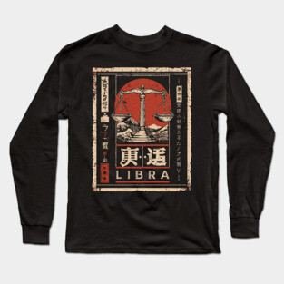 Libra Zodiac Poster – Balanced Aesthetic in Japanese Zen Style Long Sleeve T-Shirt