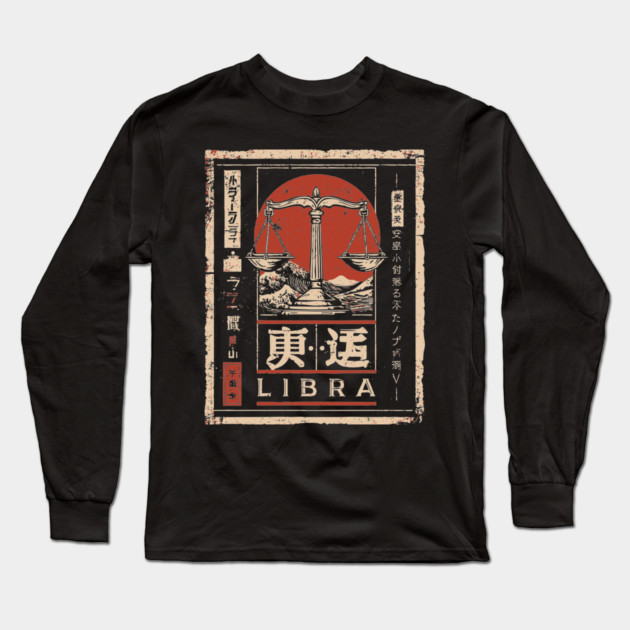 Libra Zodiac Poster – Balanced Aesthetic in Japanese Zen Style Long Sleeve T-Shirt by TuncGK
