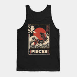 Pisces Zodiac Poster – Dreamy Japanese Koi Fish Art Print Tank Top