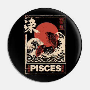 Pisces Zodiac Poster – Dreamy Japanese Koi Fish Art Print Pin