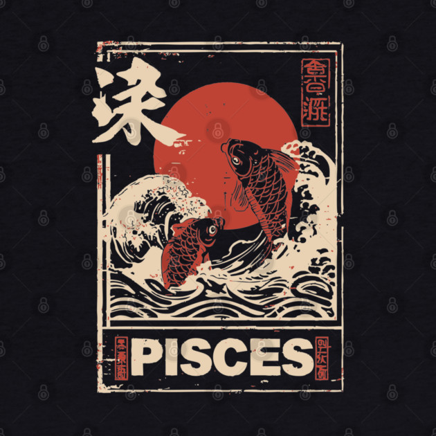 Pisces Zodiac Poster – Dreamy Japanese Koi Fish Art Print by TuncGK