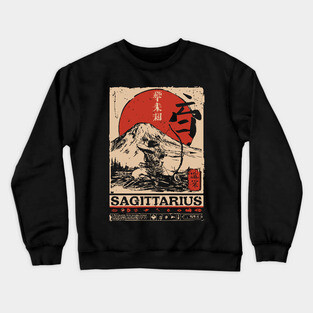 Sagittarius Zodiac Poster – Japanese Archer Spirit Design Crewneck Sweatshirt