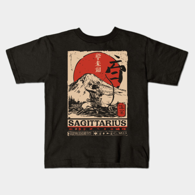 Sagittarius Zodiac Poster – Japanese Archer Spirit Design Kids T-Shirt by TuncGK