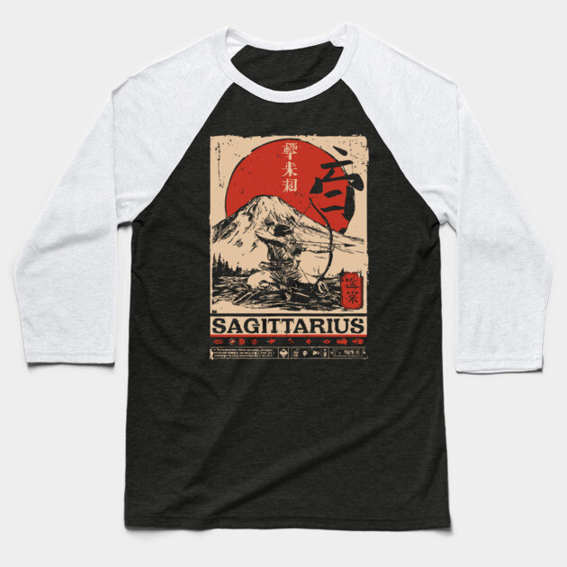 Sagittarius Zodiac Poster – Japanese Archer Spirit Design Baseball T-Shirt by TuncGK